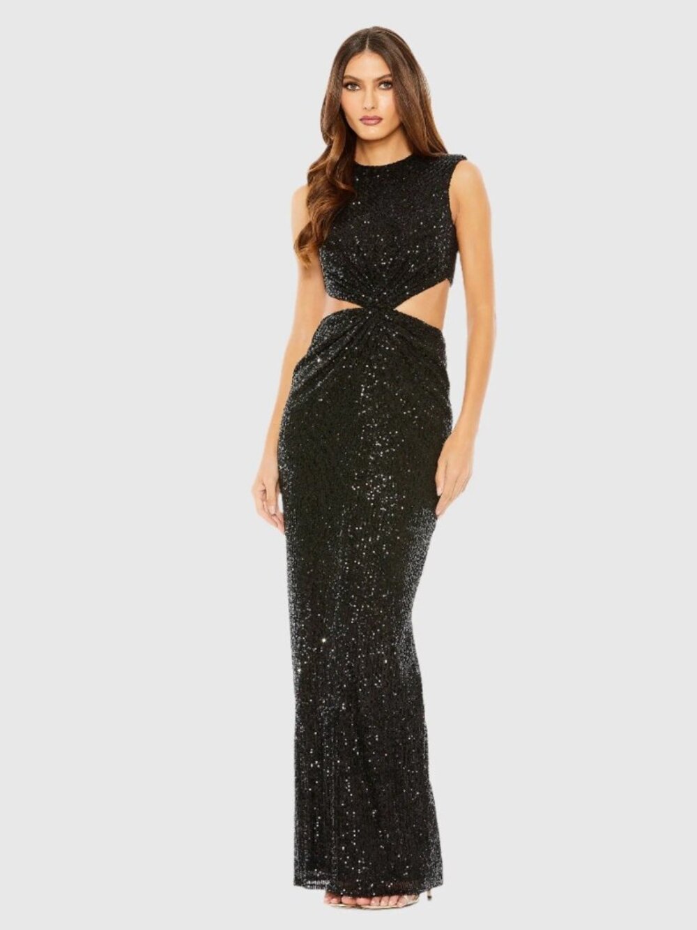 Mac Duggal Black Size Medium 27346 Sequin Cutout Gown Formal Evening Dress Prom